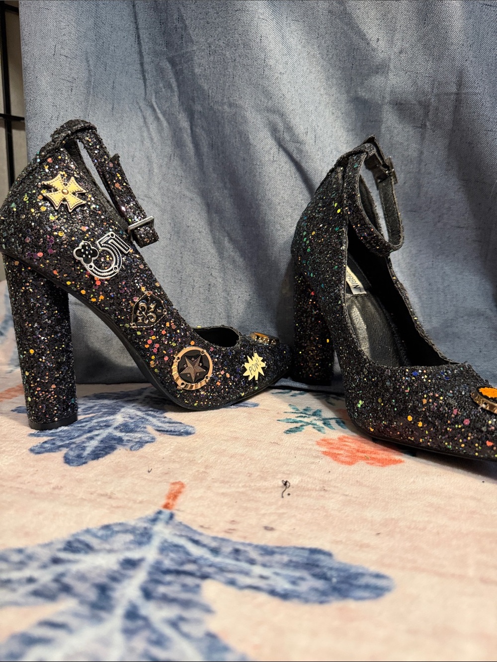 Cape Robbin ELLA Black Sparkle Heels